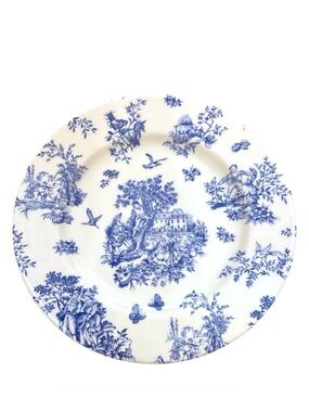 Churchill White Blue Victorian Dinner Plate 10” England Countryside Estate NWOT